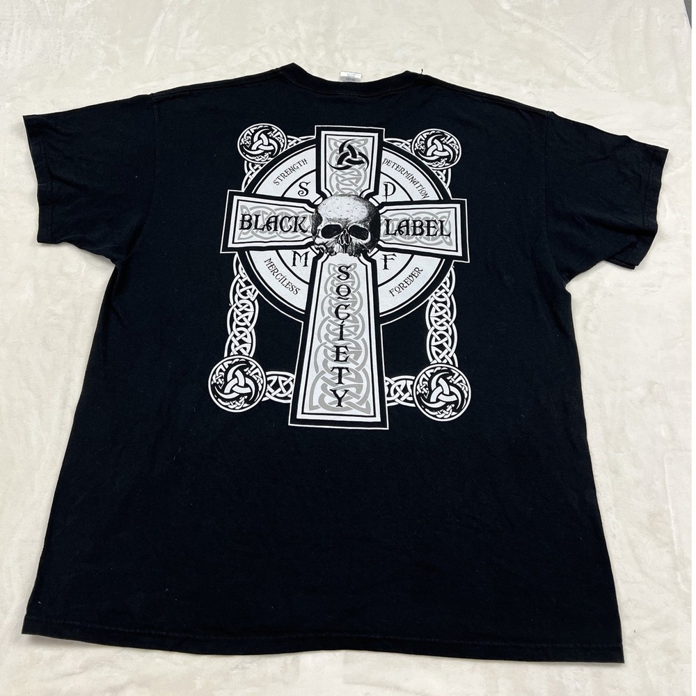 Black Label Society T-Shirt Mens 2XL Black Odin Demolition Squad Viking Cross